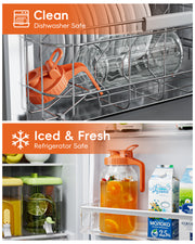 VA1KENE Glass Pitcher 64 oz Mason Jar Pitcher with Lid and Spout Leakproof for Drinks Juice Coffee Milk Tea Orange