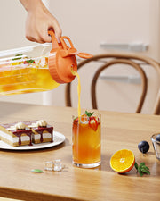 VA1KENE Glass Pitcher 64 oz Mason Jar Pitcher with Lid and Spout Leakproof for Drinks Juice Coffee Milk Tea Orange