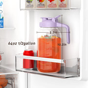 VA1KENE Glass Pitcher 64 oz Mason Jar Pitcher with Lid and Spout Leakproof for Drinks Juice Coffee Milk Tea Purple