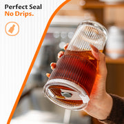 VA1KENE 20oz Glass Tumbler with Straw and Lid Leakproof Glass Cups for Iced Coffee, Juice, Tea, Smoothies, Beer Clear 2 Pack