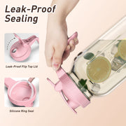 VA1KENE Mason Jar Pitcher 2 Quart Glass Pitcher with Lid and Pour Spout Leakproof for Juice Coffee Milk Beverages Tea Pink