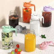VA1KENE Glass Pitcher with Lid and Pour Spout 64 oz Mason Jar Pitcher Leakproof for Juice Coffee Milk Beverages Tea Green
