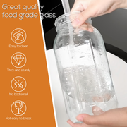 VA1KENE Glass Pitcher with Lid 64oz Mason Jar Tea Jar for Sun Tea, Beverage Jug with Spout and Handle for Lemonade, Iced Drinks-Black